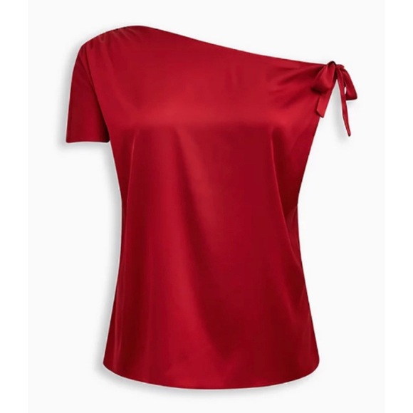🆕 Red Satin Off Shoulder Top 3 3X 22 24 NWT Torrid New! - Picture 5 of 6